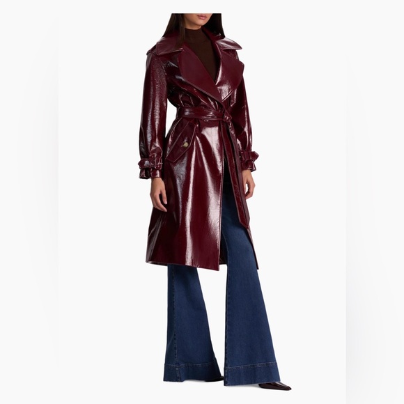 Alice + Olivia Jackets & Blazers - Alice and Olivia NEVADA VEGAN TRENCH COAT color|Oxblood